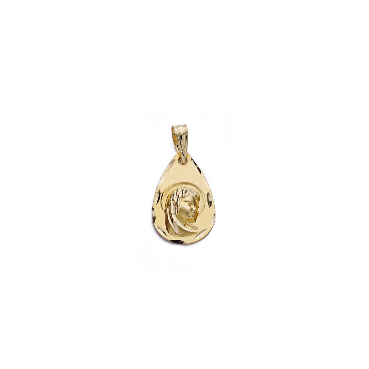 18K MEDALLA ORO AMARILLO VIRGEN NIÑA GOTA 19x12 MM