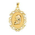 18K MEDALLA ORO AMARILLO VIRGEN NIÑA CERCO CALADO BRILLO 23X16 MM 18K MEDALLA ORO AMARILLO VIRGEN NIÑA CERCO CALADO BRILLO 23X16 MM