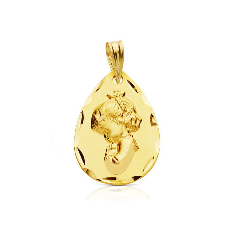 18K MEDALLA ORO AMARILLO VIRGEN NIÑA 21X14 MM