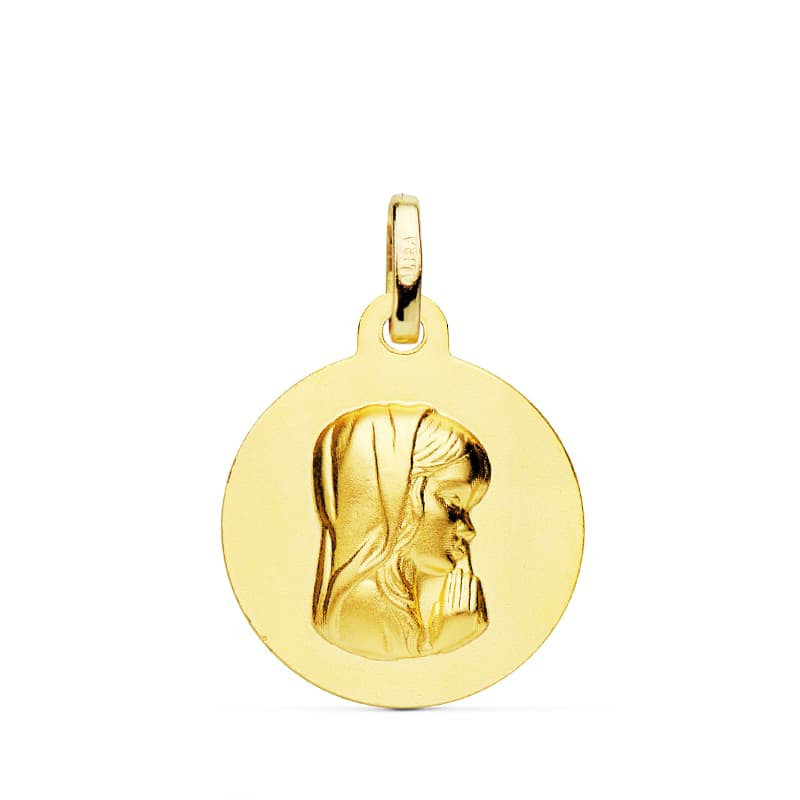 18K MEDALLA ORO AMARILLO VIRGEN NIÑA MATIZADA 16 MM