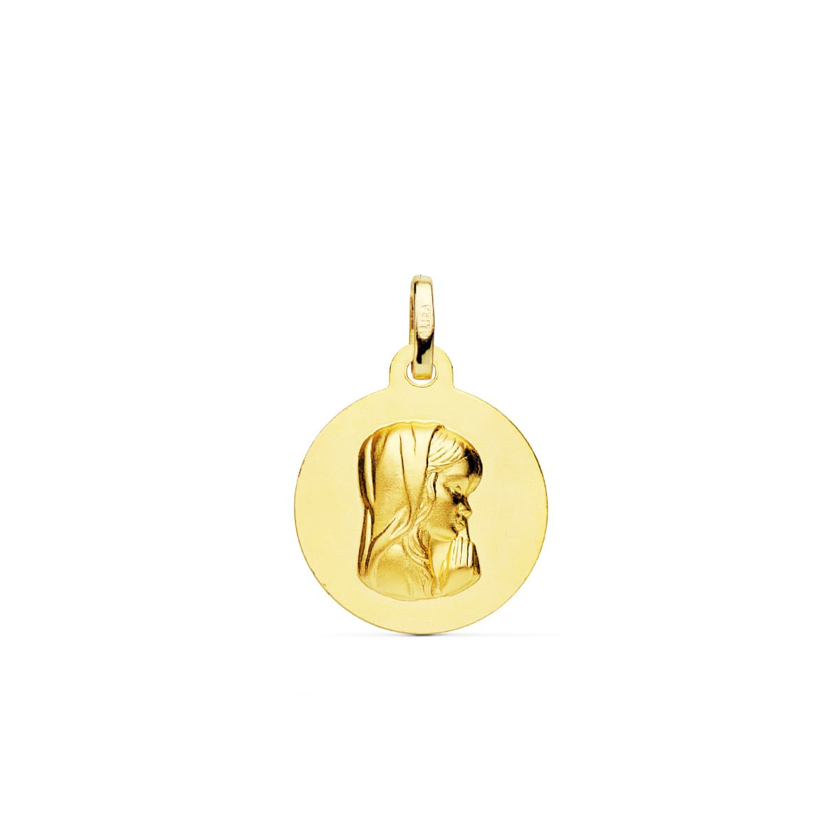 18K MEDALLA ORO AMARILLO VIRGEN NIÑA MATIZADA 16 MM