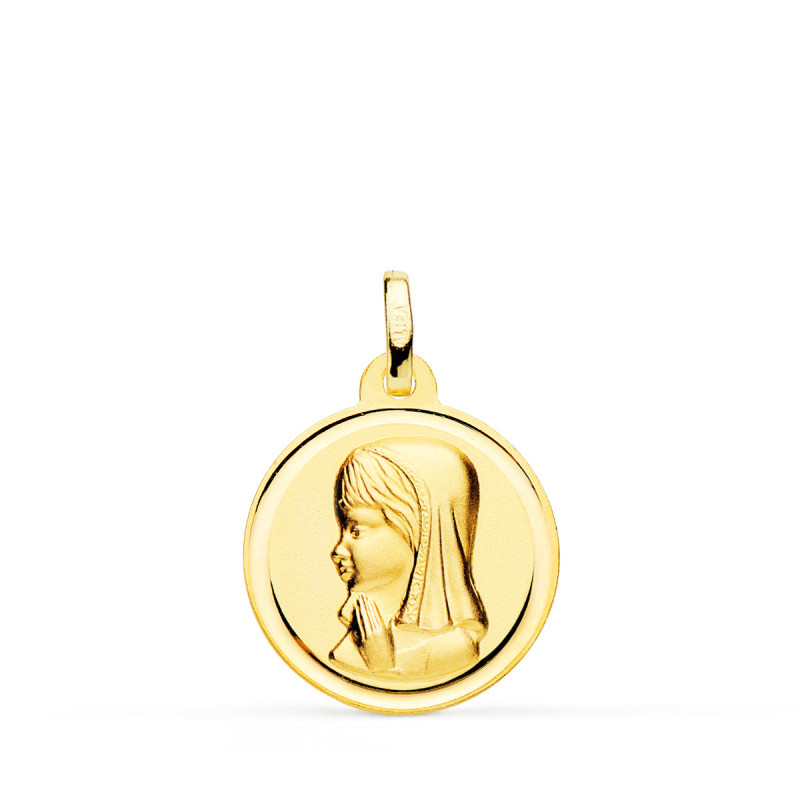 18K MEDALLA ORO AMARILLO VIRGEN NIÑA BISEL 18 MM