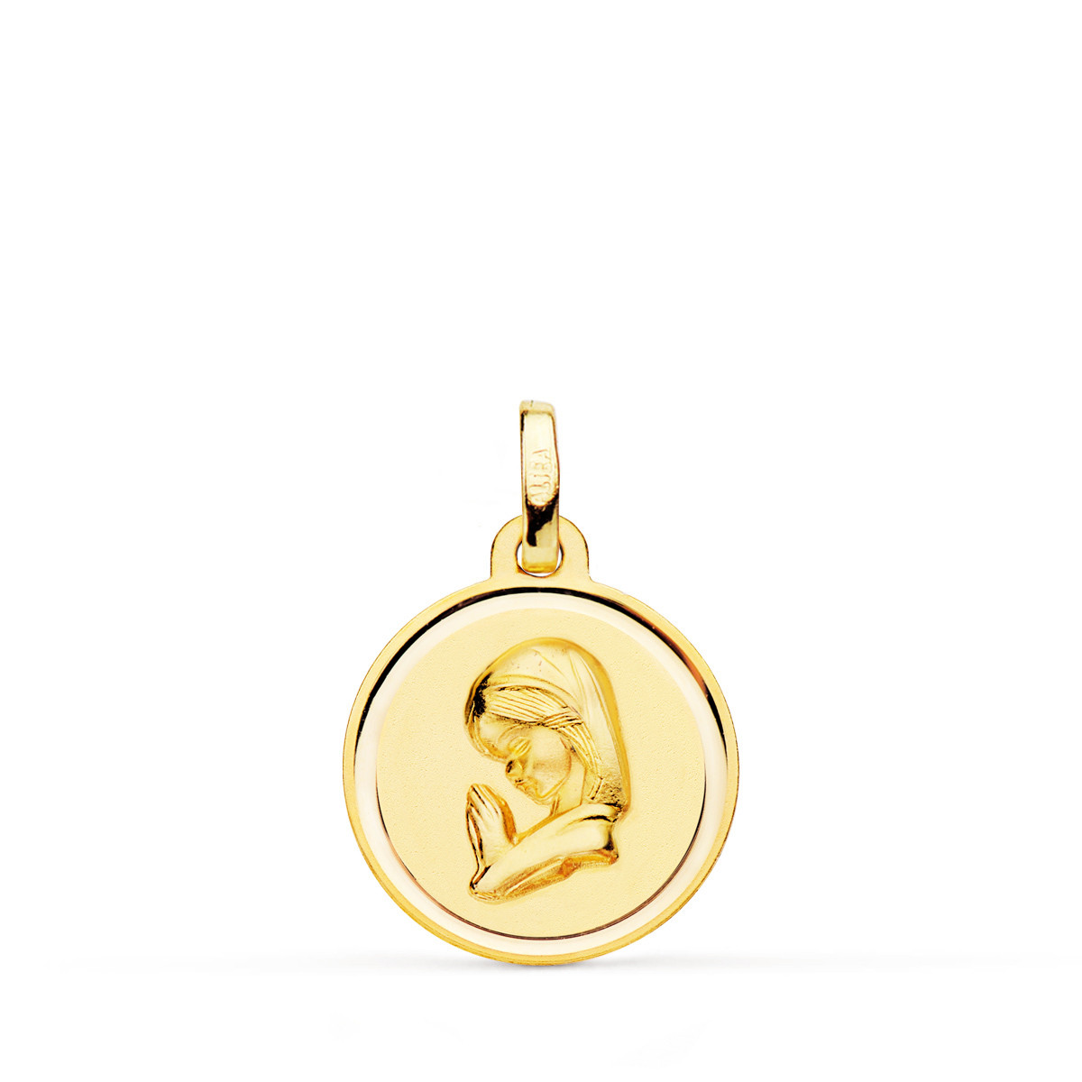 18K MEDALLA ORO AMARILLO VIRGEN NIÑA BISEL 16 MM