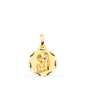 18K MEDALLA ORO AMARILLO VIRGEN NIÑA TALLADA 14 MM