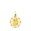 18K MEDALLA ORO AMARILLO VIRGEN NIÑA TALLADA 16 MM
