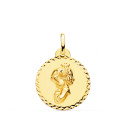 18K MEDALLA ORO AMARILLO VIRGEN NIÑA REZANDO TALLA CRUZADA 20 MM