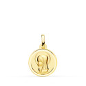 18K MEDALLA ORO AMARILLO VIRGEN NIÑA MATIZADA CON BISEL 14 MM