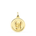 18K MEDALLA ORO AMARILLO VIRGEN NIÑA BISEL 18 MM