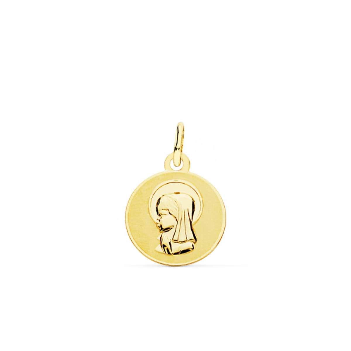 18K MEDALLA ORO AMARILLO VIRGEN NIÑA 14 MM