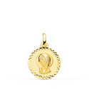 18K MEDALLA ORO AMARILLO VIRGEN NIÑA TALLA CRUZADA 16 MM