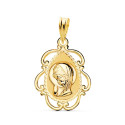 18K MEDALLA ORO AMARILLO VIRGEN NIÑA CERCO CALADO EN BRILLO . 22 X 16 MM 18K MEDALLA ORO AMARILLO VIRGEN NIÑA CERCO CALADO EN BRILLO . 22 X 16 MM