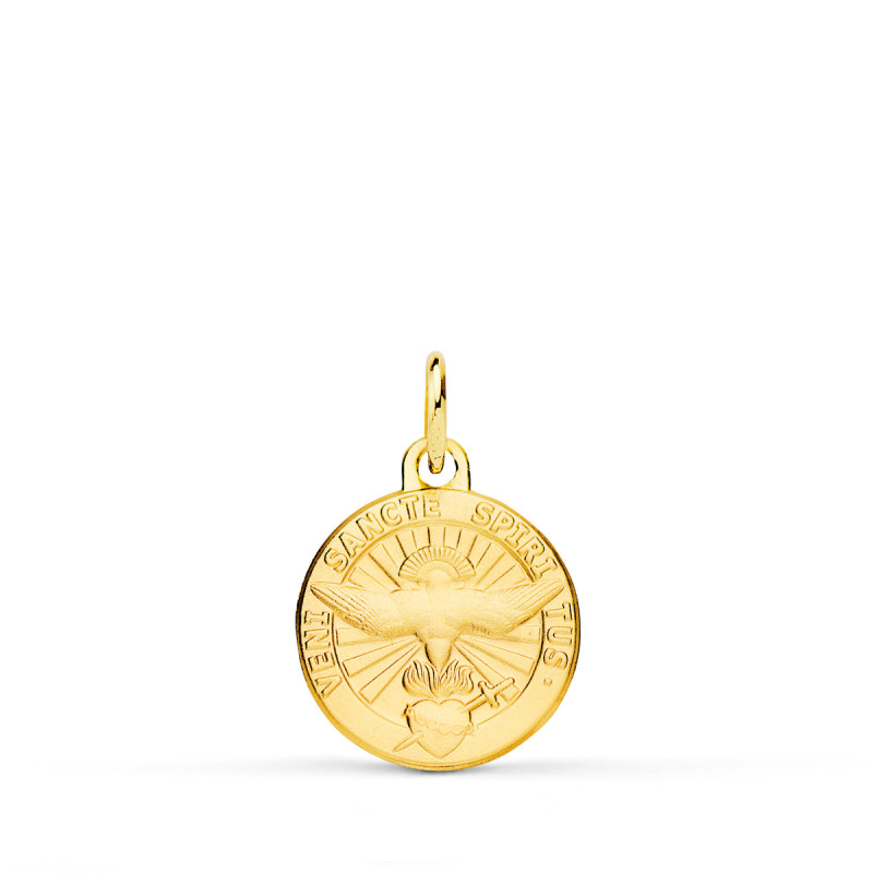 18K MEDALLA ORO AMARILLO ESPIRITU SANTO LATIN MATIZADDA 14 MM