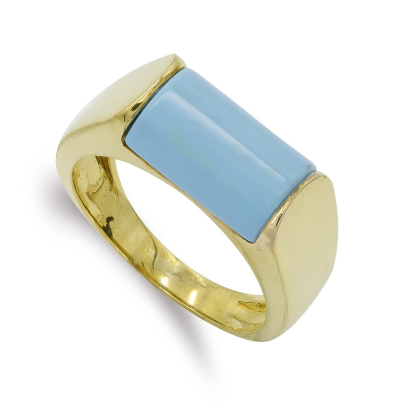 18K SORTIJA ORO AMARILLO TURQUESA. ANCHO: 8,5MM