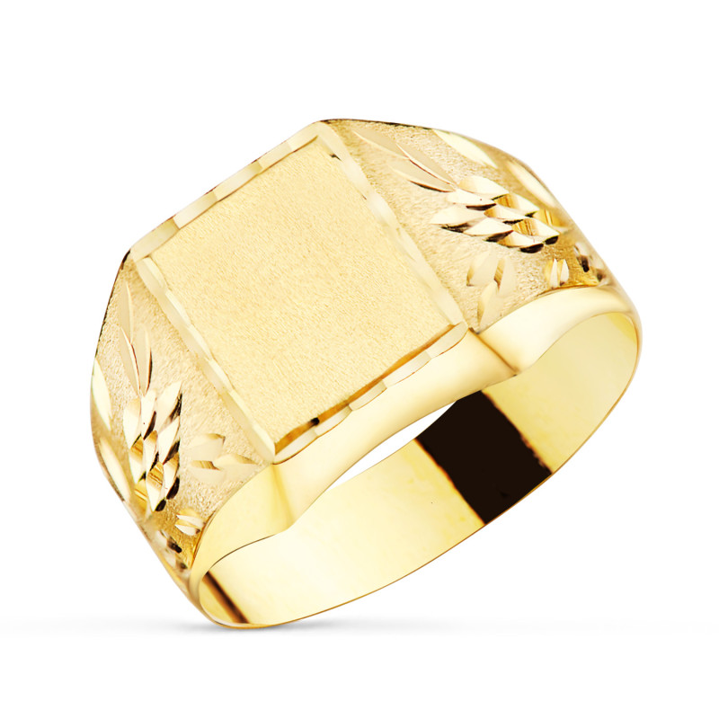 18K SELLO ORO AMARILLO CADETE HUECO TALLADO. ZONA GRABADO RECTANGULAR: 9 X 7,5 MM
