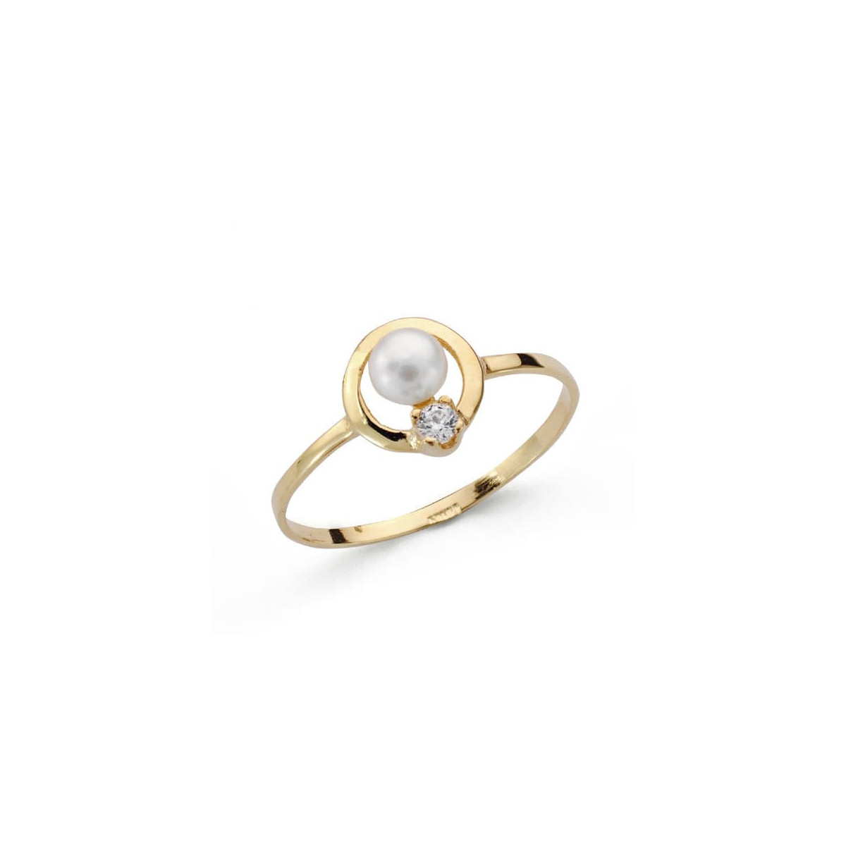 18K SORTIJA ORO AMARILLO COMUNION PERLA Y CIRCONITA