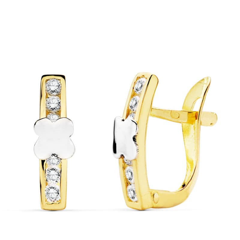 18K PENDIENTES BICOLOR CIRCONITA 13X3 MM