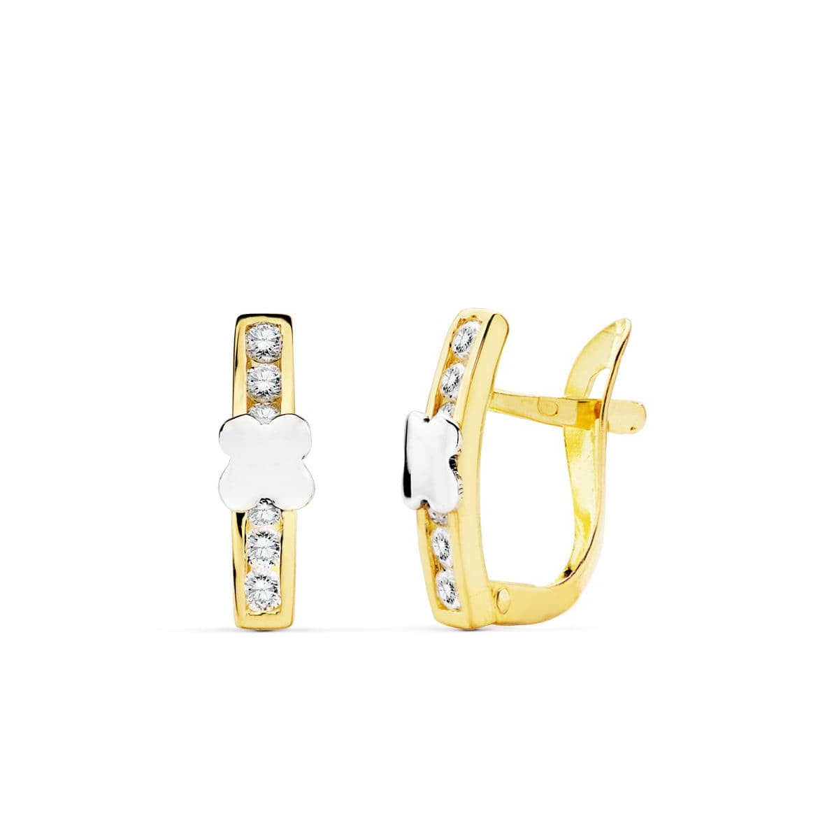 18K PENDIENTES BICOLOR CIRCONITA 13X3 MM