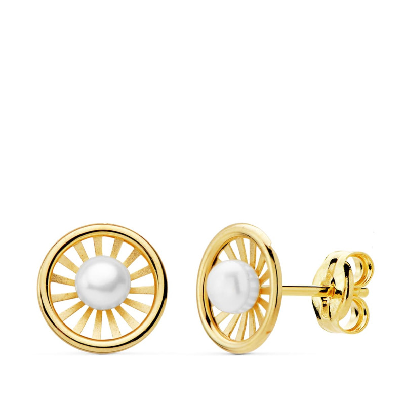 18K PENDIENTES REDONDOS 8 MM PERLA 3MM