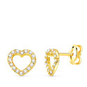 18K PENDIENTES ORO AMARILLO CORAZON MINI CON CIRCONITA 7X7 MM CIERRE PRESION 18K PENDIENTES ORO AMARILLO CORAZON MINI CON CIRCONITA 7X7 MM CIERRE PRESION
