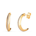 18K PENDIENTES ORO AMARILLO MEDIO ARO CON CARRIL CIRCONITAS 17 X 3,5 MM CIERRE PRESION.