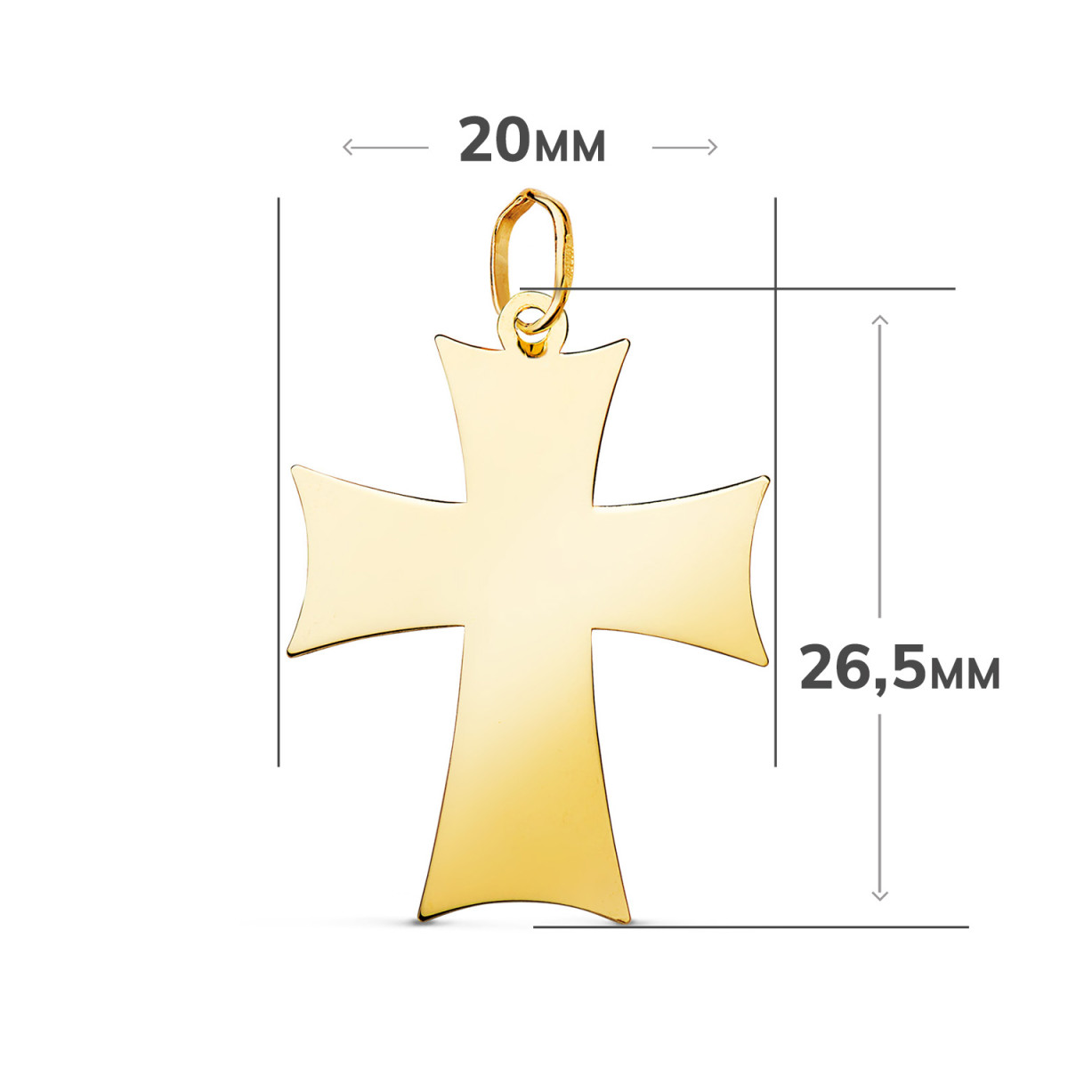 18K COLGANTE ORO AMARILLO CRUZ  EN BRILLO. MEDIDA: 26,5 X 20 MM