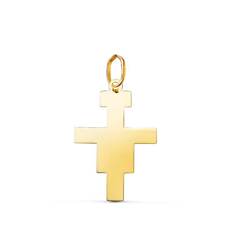 18K COLGANTE ORO AMARILLO CRUZ DE SAN DAMIAN EN BRILLO. MEDIDA: 22 X 14 MM