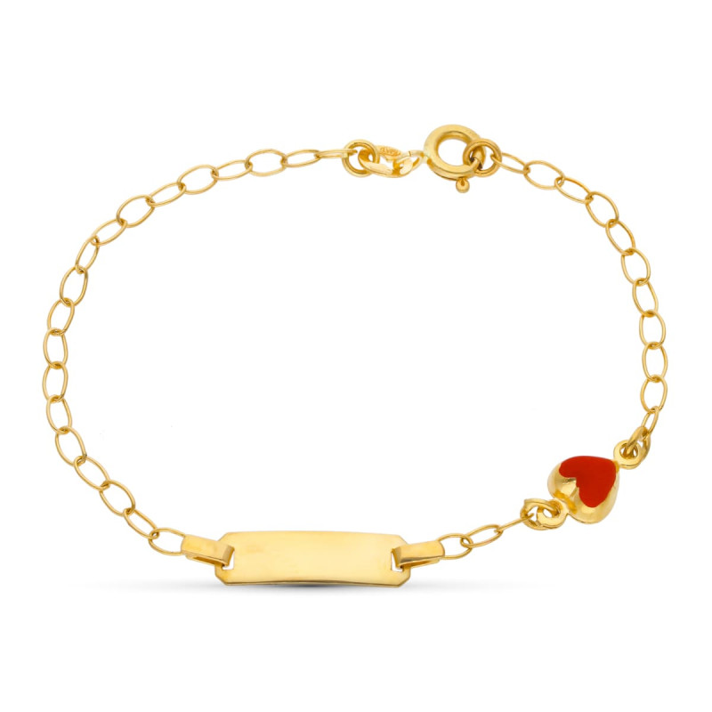 18K ESCLAVA ORO AMARILLO CORAZON 16.5 CM