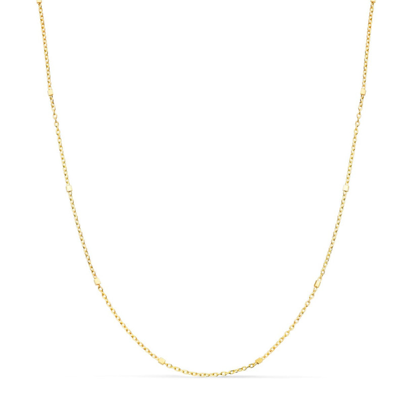 18K CADENA MACIZA ORO AMARILLO COMBINADA FORZADA Y CUBOS. LARGO 45CM ANCHO 1 MM