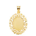 9K COLGANTE PLACA CHAPA ORO AMARILLLO CERCO CALADO 28 X 21 MM