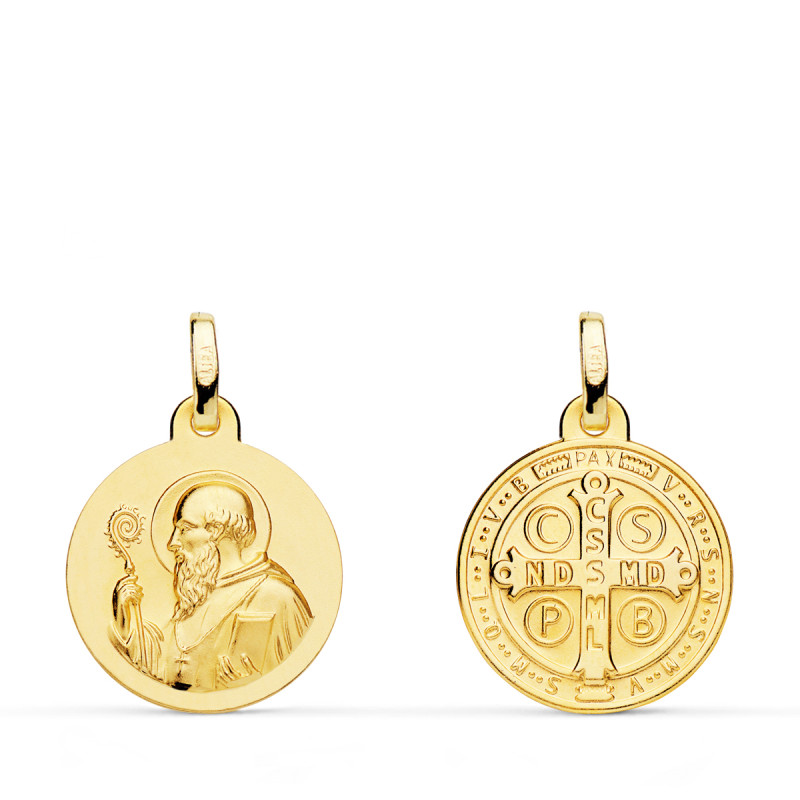 9K ESCAPULARIO ORO AMARILLO SAN BENITO MONJE 16 MM 1.20G