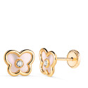 18K PENDIENTES ORO AMARILLO MARIPOSA CON NACAR Y CIRCONITA. MEDIDA: 8 X 7 MM. CIERRE TUERCA 18K PENDIENTES ORO AMARILLO MARIPOSA CON NACAR Y CIRCONITA. MEDIDA: 8 X 7 MM. CIERRE TUERCA