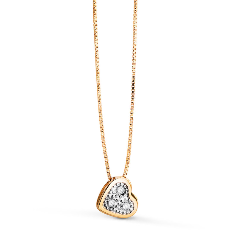 18K COLLAR ORO BICOLOR CORAZON CON CIRCONITAS 5MM CADENA 42 CM C. AMOR