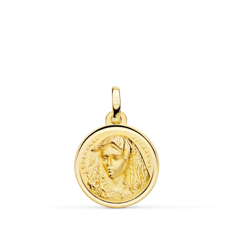 18K MEDALLA ORO AMARILLO VIRGEN MACARENA BISEL 16 MM