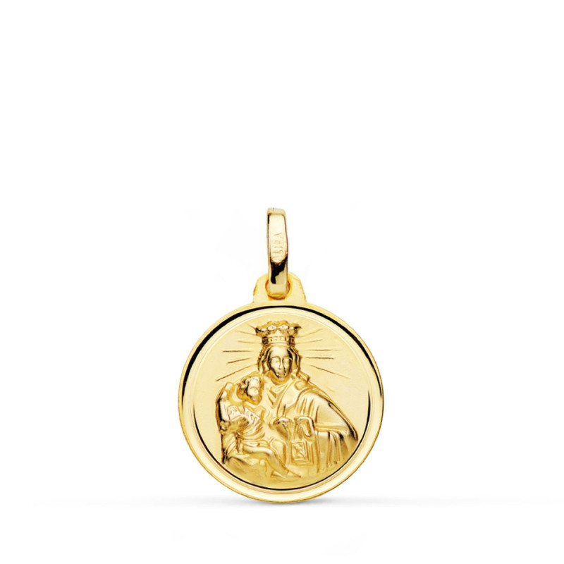 18K MEDALLA ORO AMARILLO VIRGEN MARIA DEL CARMEN BISEL 14 MM