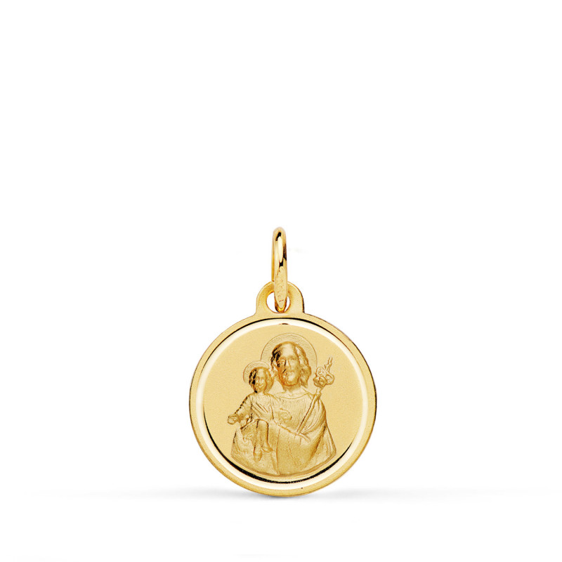 18K MEDALLA ORO AMARILLO SAN JOSE BISEL 14 MM
