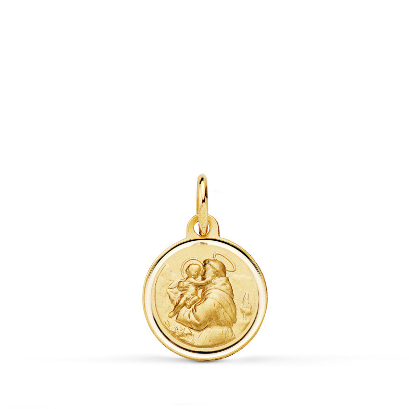 18K MEDALLA ORO AMARILLO SAN ANTONIO BISEL 12 MM