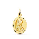 18K MEDALLA ORO AMARILLO VIRGEN NIÑA OVAL TALLADA MATIZADA. MEDIDA: 23 X 15 MM 18K MEDALLA ORO AMARILLO VIRGEN NIÑA OVAL TALLADA MATIZADA. MEDIDA: 23 X 15 MM