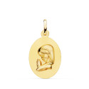 18K MEDALLA ORO AMARILLO VIRGEN NIÑA OVAL LISA MATIZADA. MEDIDA: 23 X 15 MM 18K MEDALLA ORO AMARILLO VIRGEN NIÑA OVAL LISA MATIZADA. MEDIDA: 23 X 15 MM