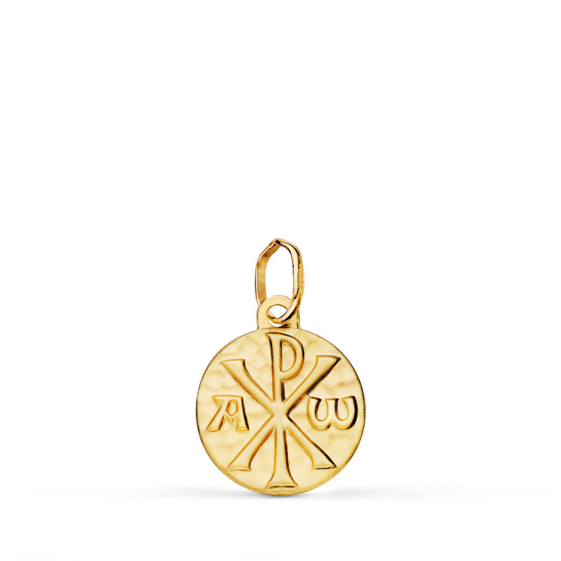 18K MEDALLA ORO AMARILLO CRUZ DE CRISMON MARTELE 12 MM