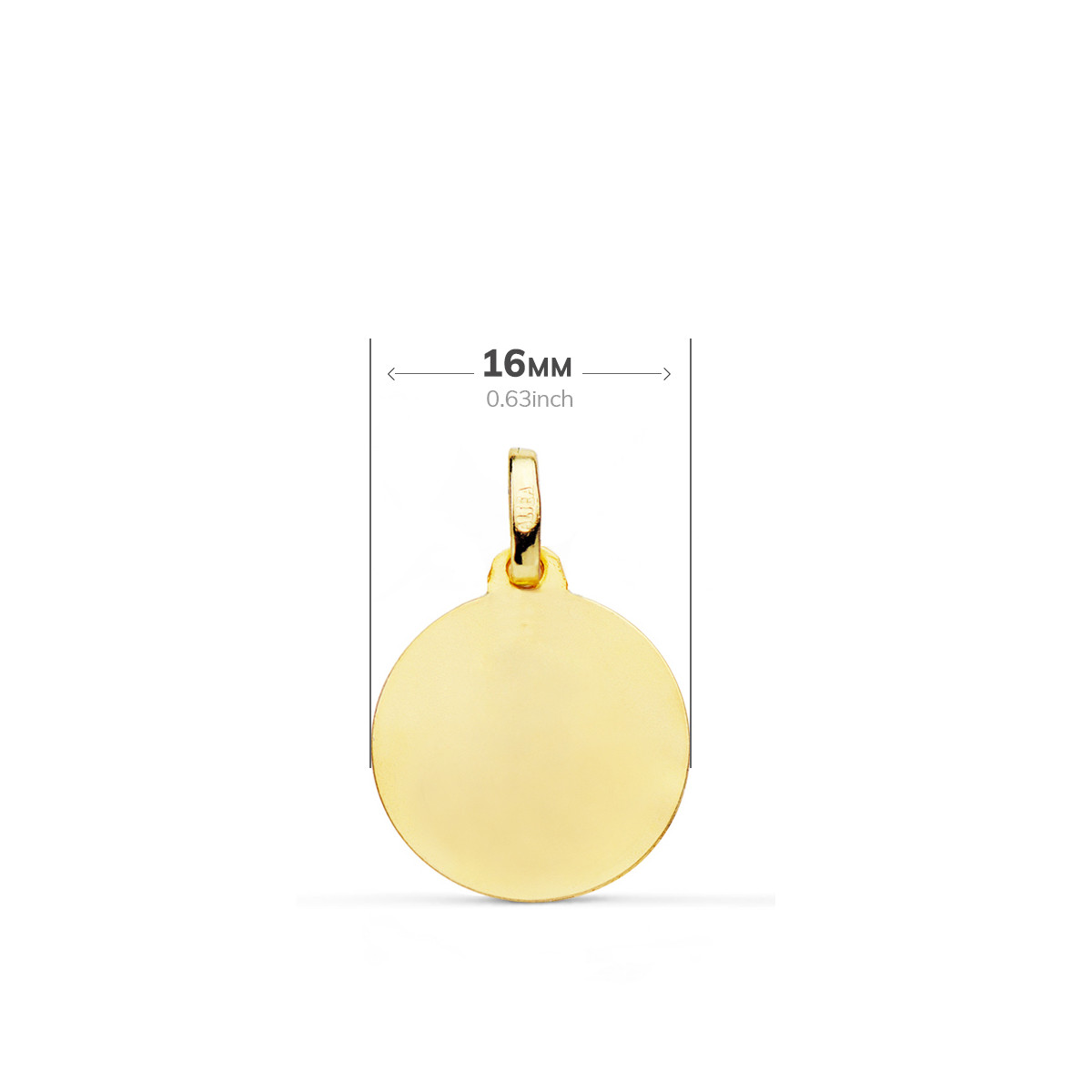 18K MEDALLA ORO AMARILLO VIRGEN DE LORETO CON BISEL Y MATIZADA. MEDIDA: 16 MM