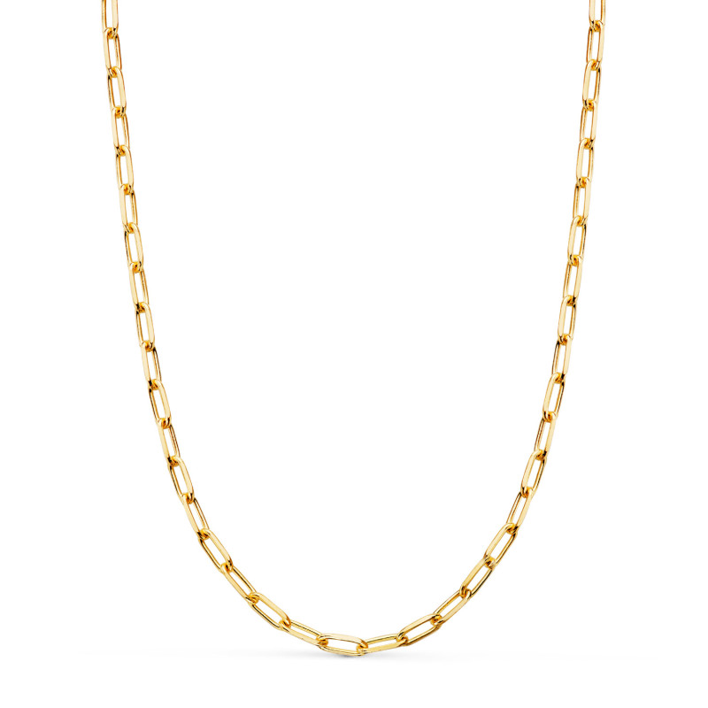 18K CADENA ORO AMARILLO FORZADA MACIZA ESLABON ALARGADO. ESLABON: 8 X 3MM. LARGO: 50CM
