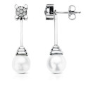 18K PENDIENTES ORO BLANCO AUSTRALIANA DIAMANTES NATURALES 0,25 QTS. SI-H. MEDIDA: 30X9 MM CIERRE PRESION