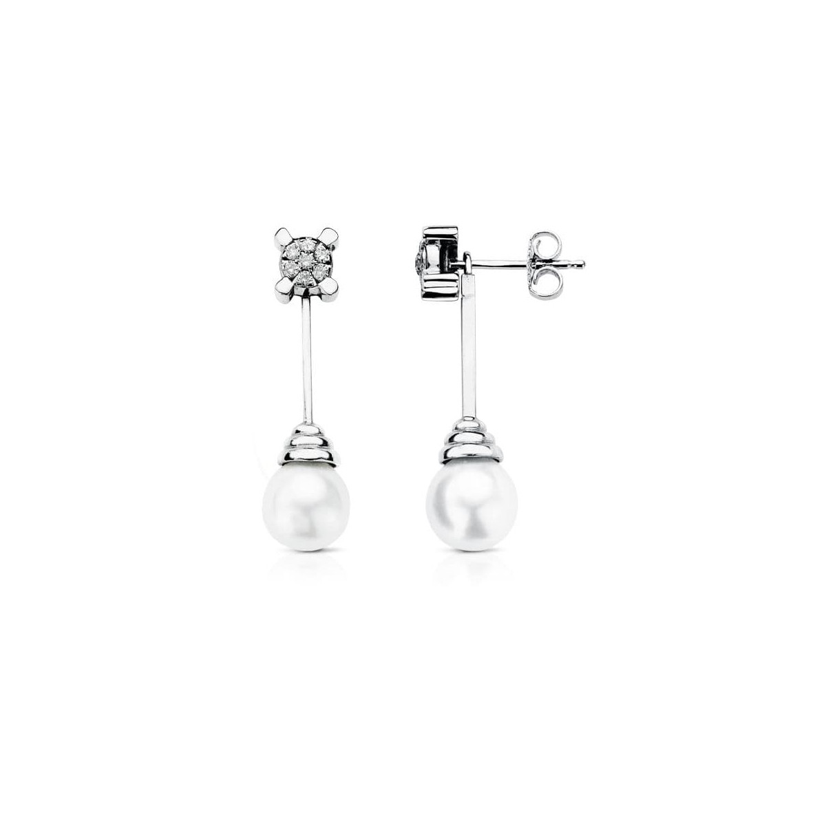18K PENDIENTES ORO BLANCO AUSTRALIANA DIAMANTES NATURALES 0,25 QTS. SI-H. MEDIDA: 30X9 MM CIERRE PRESION