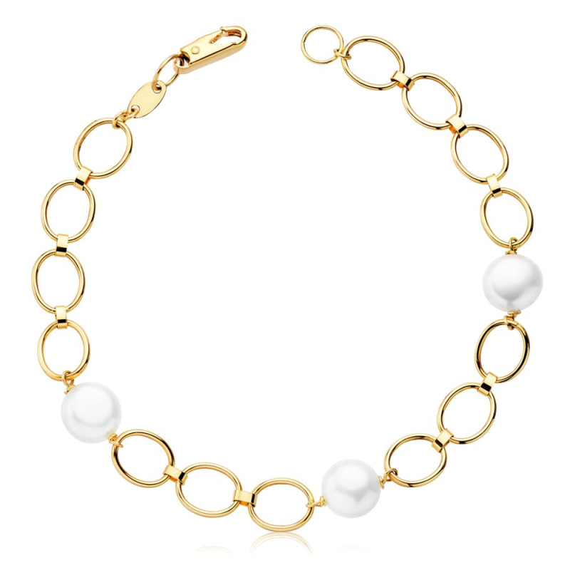 18K PULSERA ORO COMUNION PERLA CULTIVADA OVAL 18CM