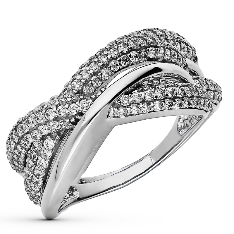 9K SORTIJA ORO BLANCO CON CIRCONITAS. ANCHO: 9 MM