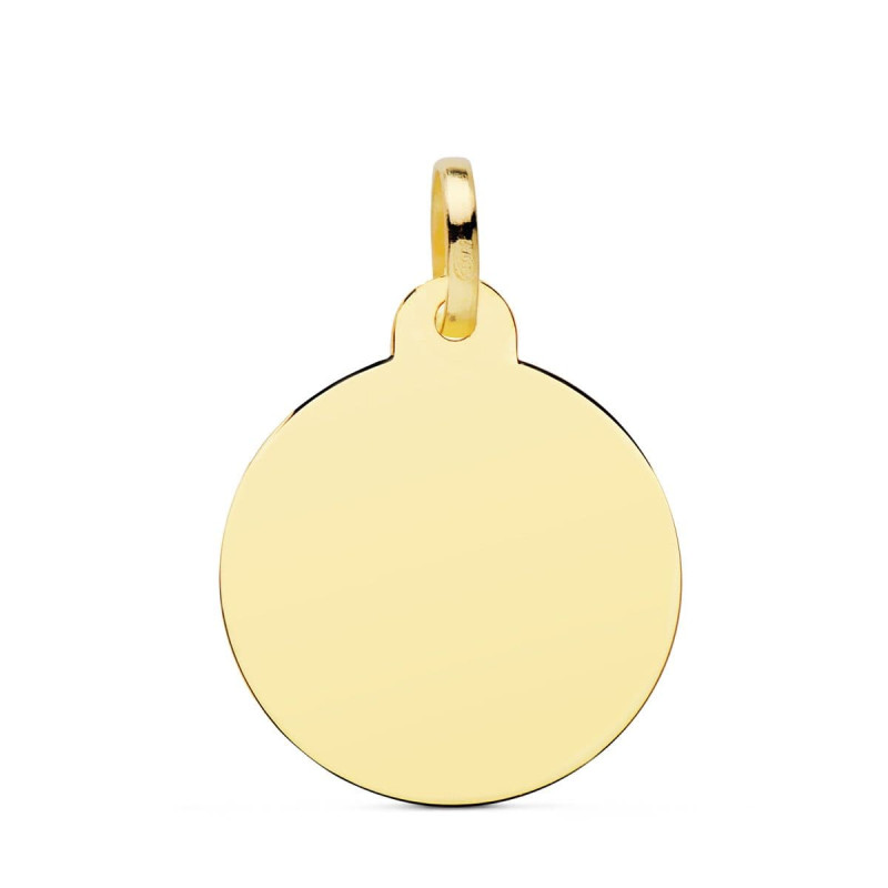 18K PLACA CHAPA ORO AMARILLO DISCO LISO BRILLO 24 MM