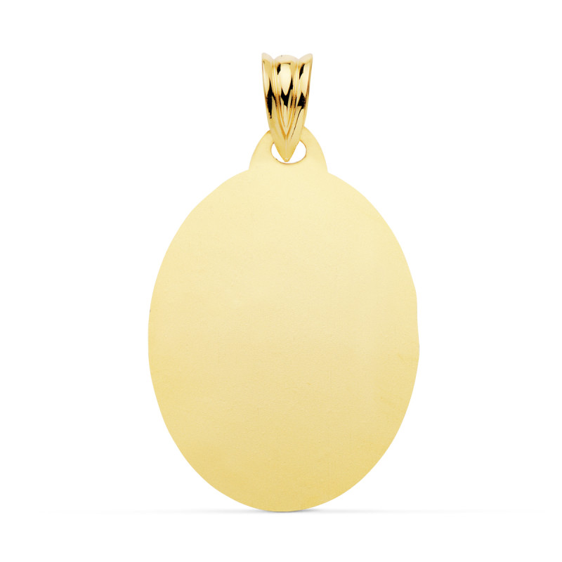18K PLACA CHAPA OVAL ORO AMARILLO BRILLO 26X20 MM