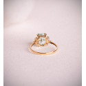 18K SORTIJA ORO AMARILLO PIEDRA OCTOGONAL 8X6 MM ICE CUT Y BARRETAS TOPACIO NATURAL 4X2 MM