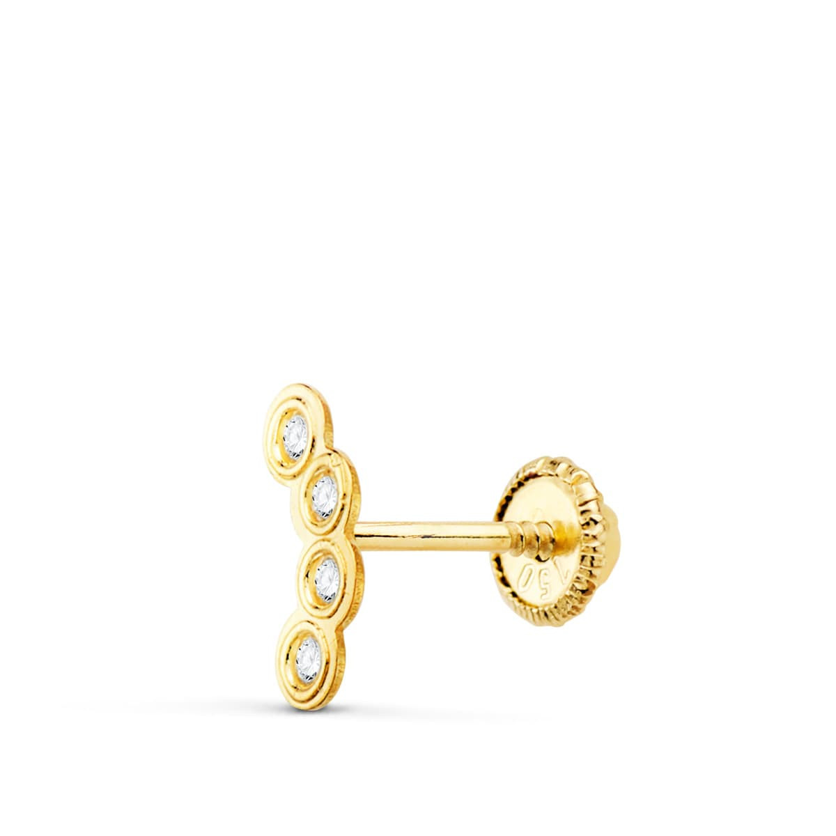 18K PIERCING OREJA ORO AMARILLO CIRCONITA BOCEL 8X3 MM