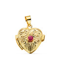 18K GUARDAPELO DIJE PORTAFOTOS ORO AMARILLO CORAZON LABRADO CON RUBÍ FINO. MEDIDA: 16 X 14 MM C. AMOR 18K GUARDAPELO DIJE PORTAFOTOS ORO AMARILLO CORAZON LABRADO CON RUBÍ FINO. MEDIDA: 16 X 14 MM C. AMOR